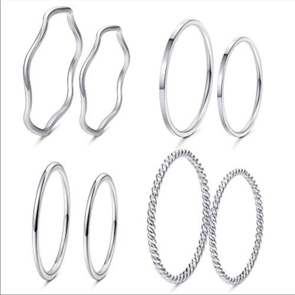Jewelry - 8Pcs Stainless Steel Women's Stacking Midi Rings